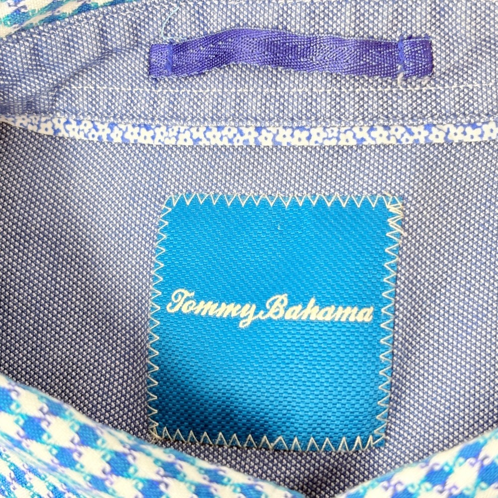 Tommy Bahama Mens XL Shirt Button Front Green Purple White Diamond Long Sleeve - Picture 5 of 12